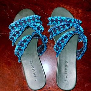 Rothy’s Sz 8 Triple Fringe Slide (Teal)